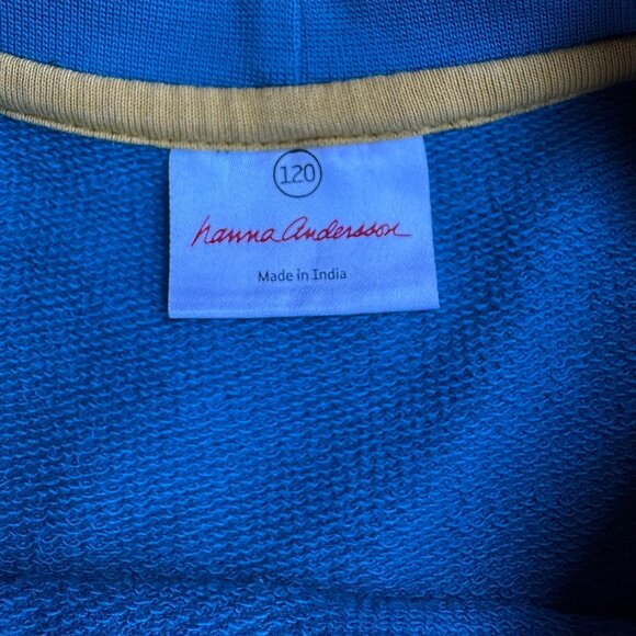 HANNA ANDERSSON Shooting Star Dress Girls 6-7 120 Rainbow Applique Blue Yellow - Picture 5 of 6